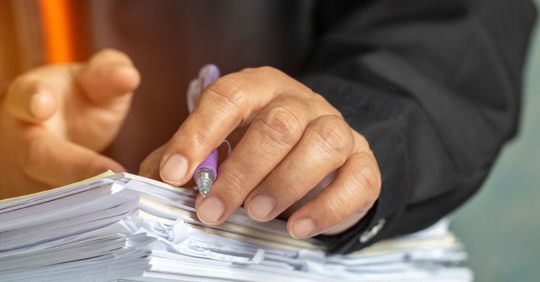 law firm reviewing documents